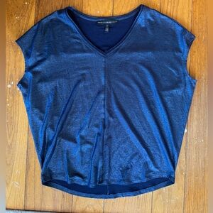 White House Black Market Shimmery Navy Blue Top